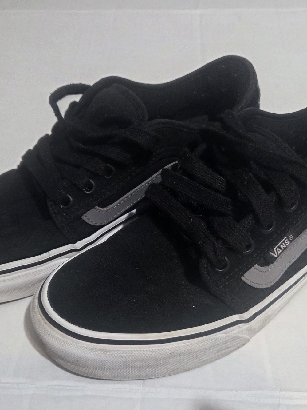 Vans Size 7 Black Chukka Low Side Stripe Skateboard Low Top Sneakers